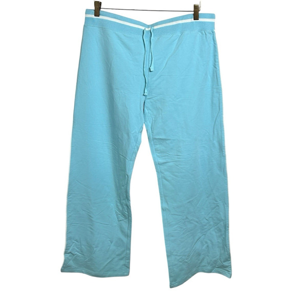 Vintage Junction West Active Sweatpants Sz L Light Blue Wide Leg Drawstring - Picture 4 of 5